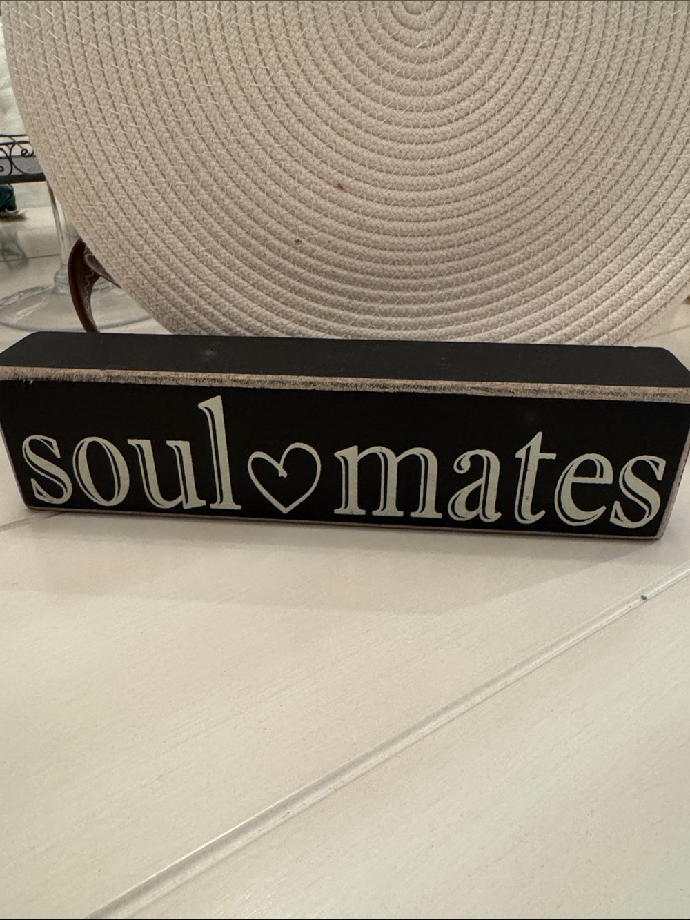 Black "Soul Mates" Decorative Wood Block Sign - Home Accents